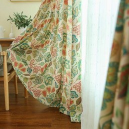 Amerikanischer Retro-Vorhang, Maßgefertigt, Vorhang Mit Abstraktem Blumendruck, Für Schlafzimmer Und Wohnzimmer, Halbverdunkelnder Stoff