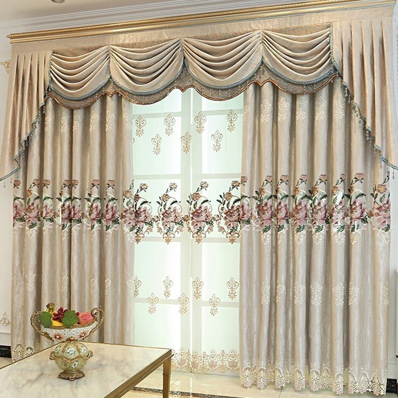 Home Vorhang Maßgefertigter Vorhang Im Europäischen Stil Mit Blumenstickerei