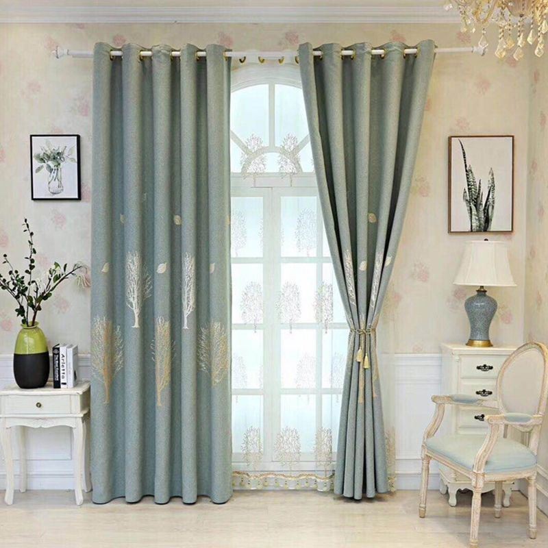 Elegante Jacquard-Verdunkelungsvorhänge Aus Baumwolle Mit Baummotiv Fürs Schlafzimmer