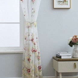 Europäischer Bestickter Tüllvorhang Nach Maß Vorhang Floral Voile Sheer Wohnzimmer