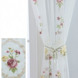 Europäischer Bestickter Tüllvorhang Nach Maß Vorhang Floral Voile Sheer Wohnzimmer