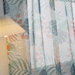 Blätter Bedruckter Vorhang Nach Maß Vorhang Tüll Durchsichtig Für Wohnzimmer Schlafzimmer