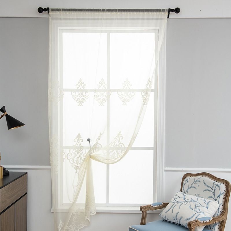 Europäische Bestickte Gardinen Transparent Voile Fenster Behandlung Wohnzimmer