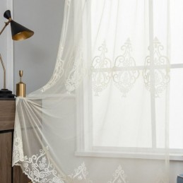 Europäische Bestickte Gardinen Transparent Voile Fenster Behandlung Wohnzimmer